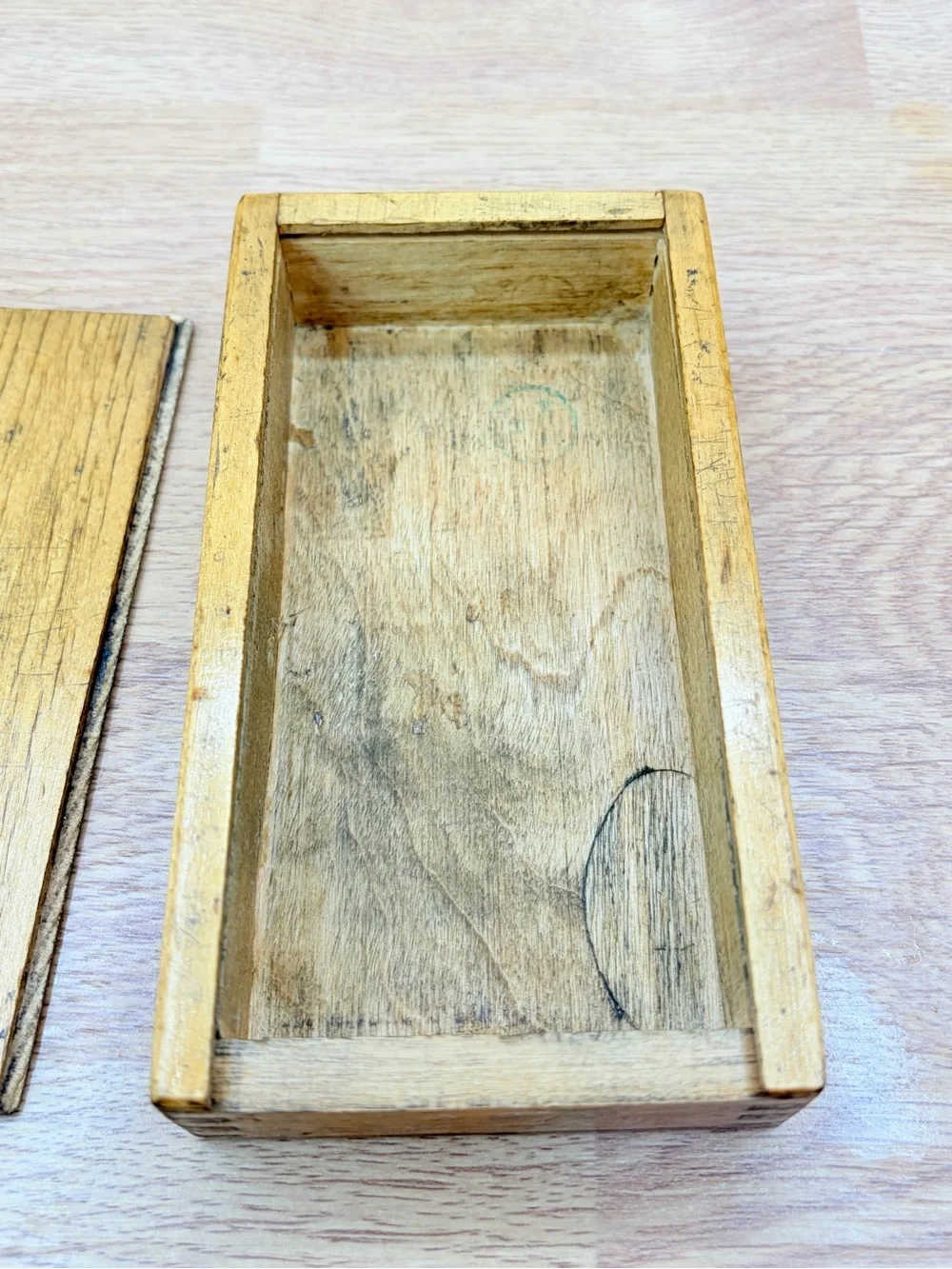 Vintage 1930-1960's Wood Pencil Box Sliding Lid Dovetails